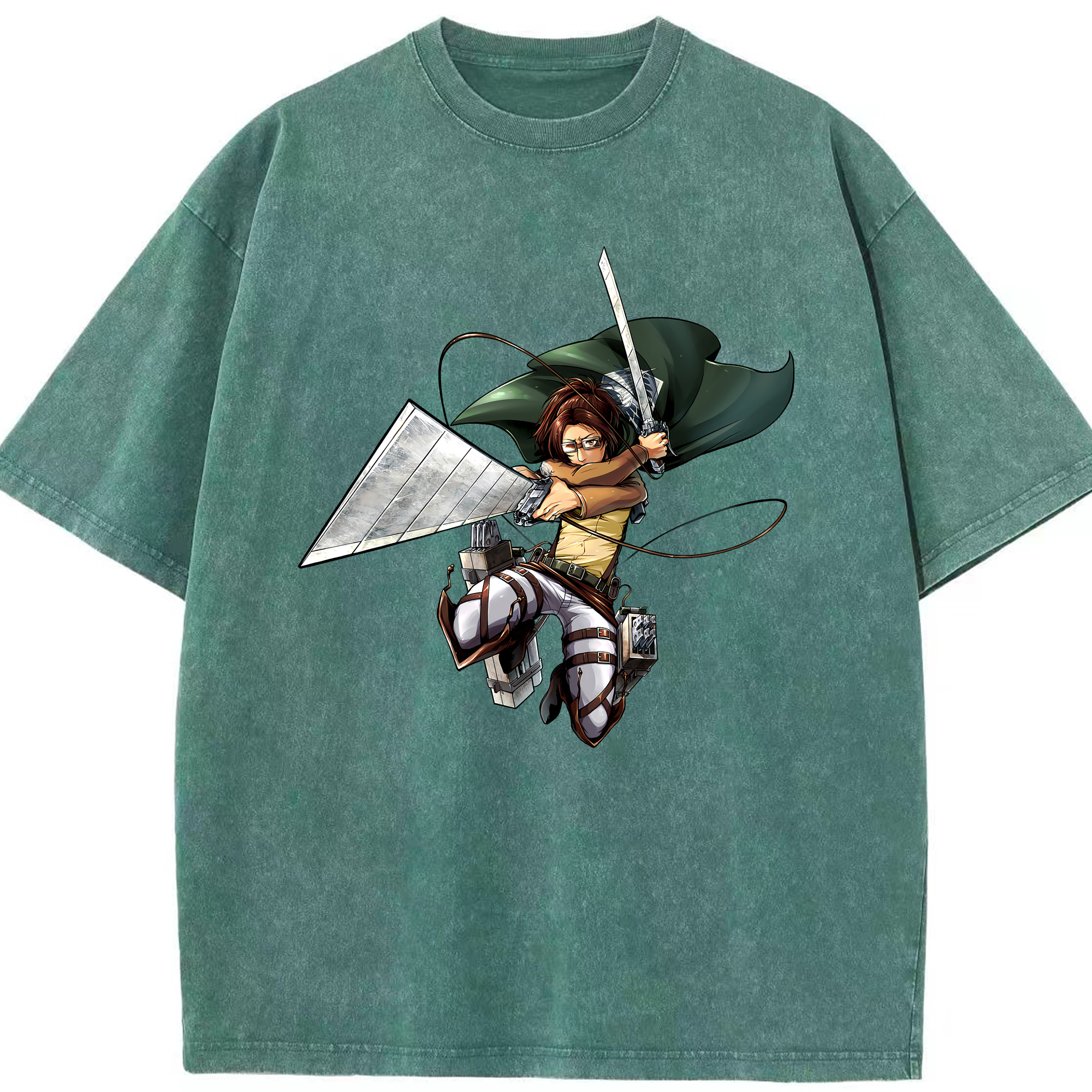 （画像用） 進撃の巨人 ハンジ·ゾエ Attack on Titan Hanji Zoe 綿100% ヴィンテージ風 半袖Tシャツ（フロントプリント）